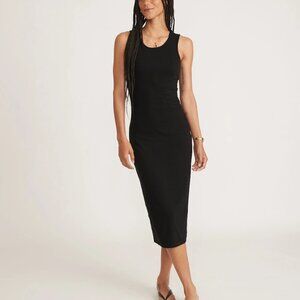 NEW Marine Layer Lexi Ribbed Daytime Midi Dress Small Black Sleeveless Fitted